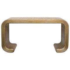 Gold Lacquered Bamboo Table in the Style of Karl Springer