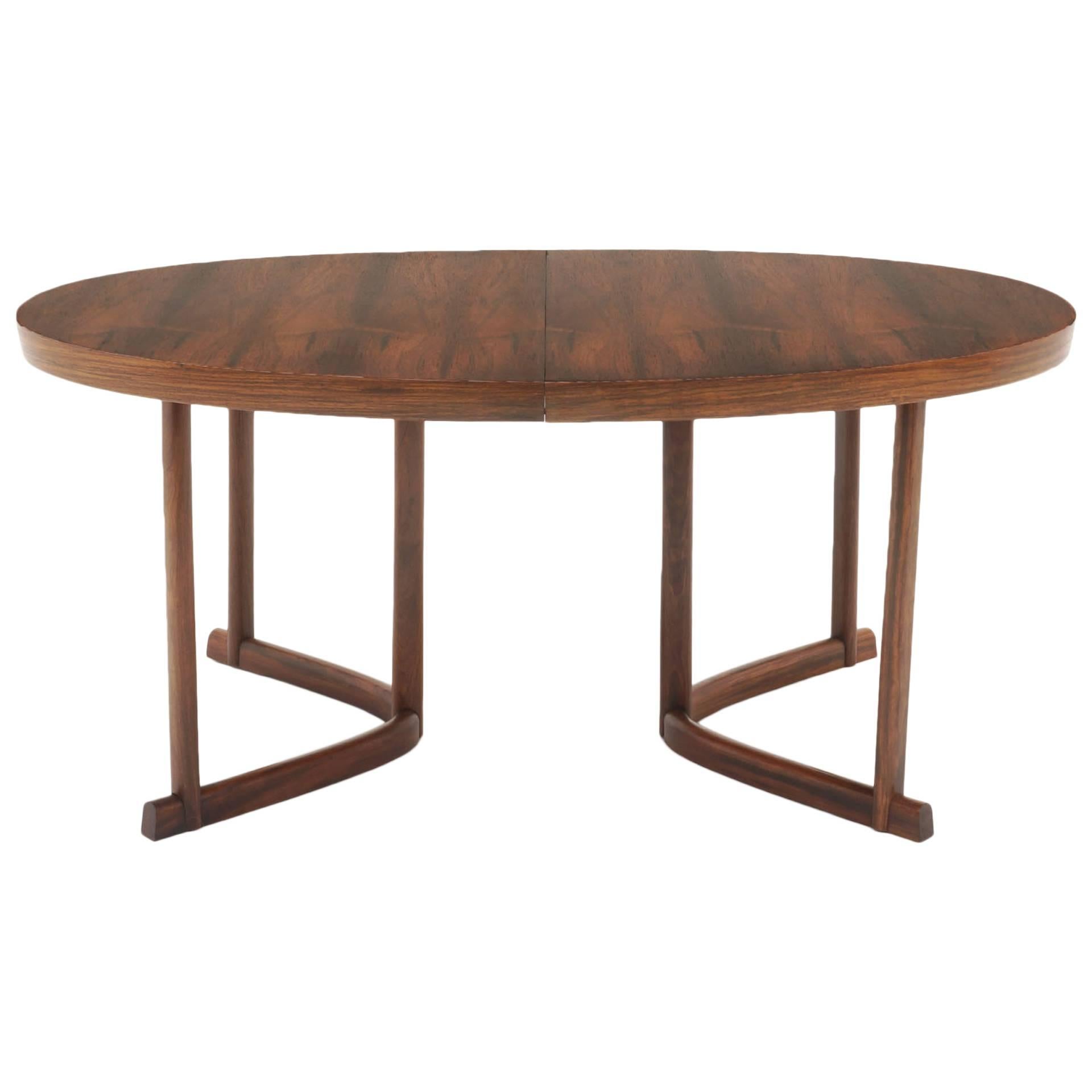 Danish Modern Rosewood Dining Table with Leaf, Excellent Condition