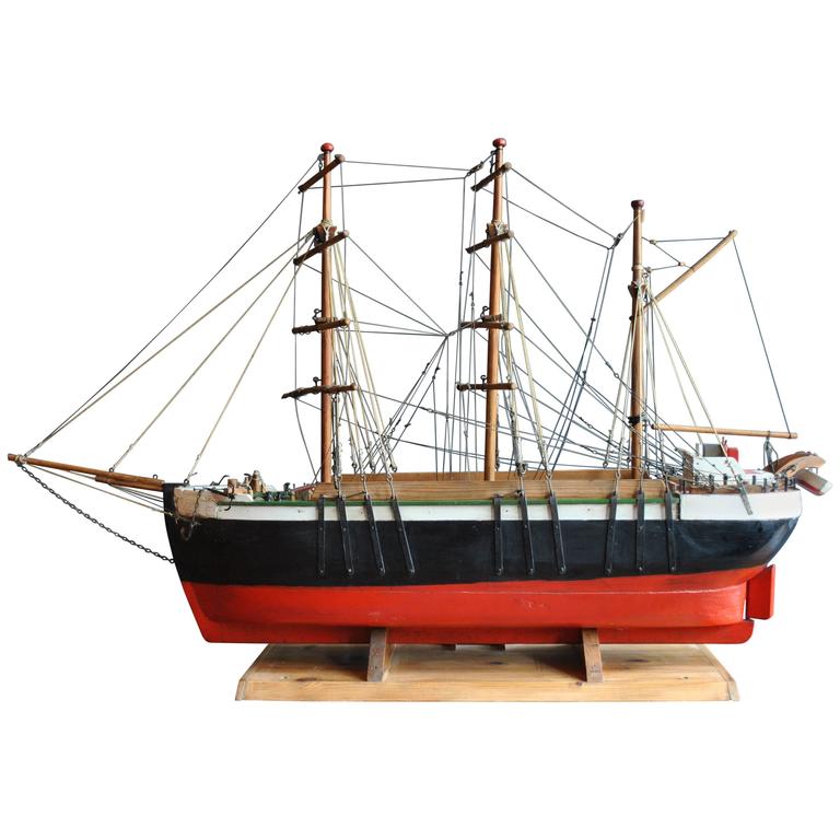 Large Scandinavian Scratch Built Model Ship - 