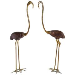 Pair of Lifesize Mid-Century Brazilian Flamingo Sculptures