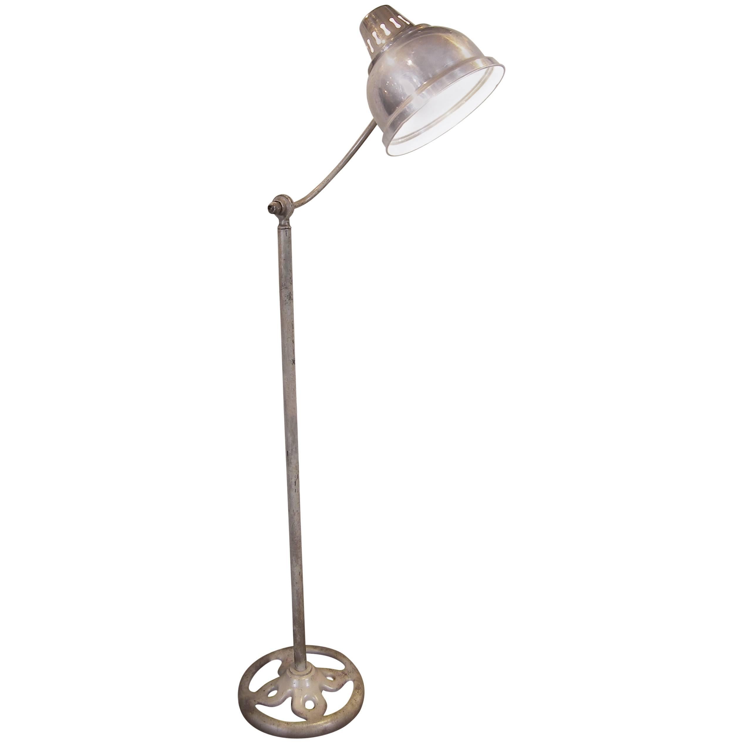 Metal Floor Lamp, Vintage-Industrial Lighting with Cast Iron Base