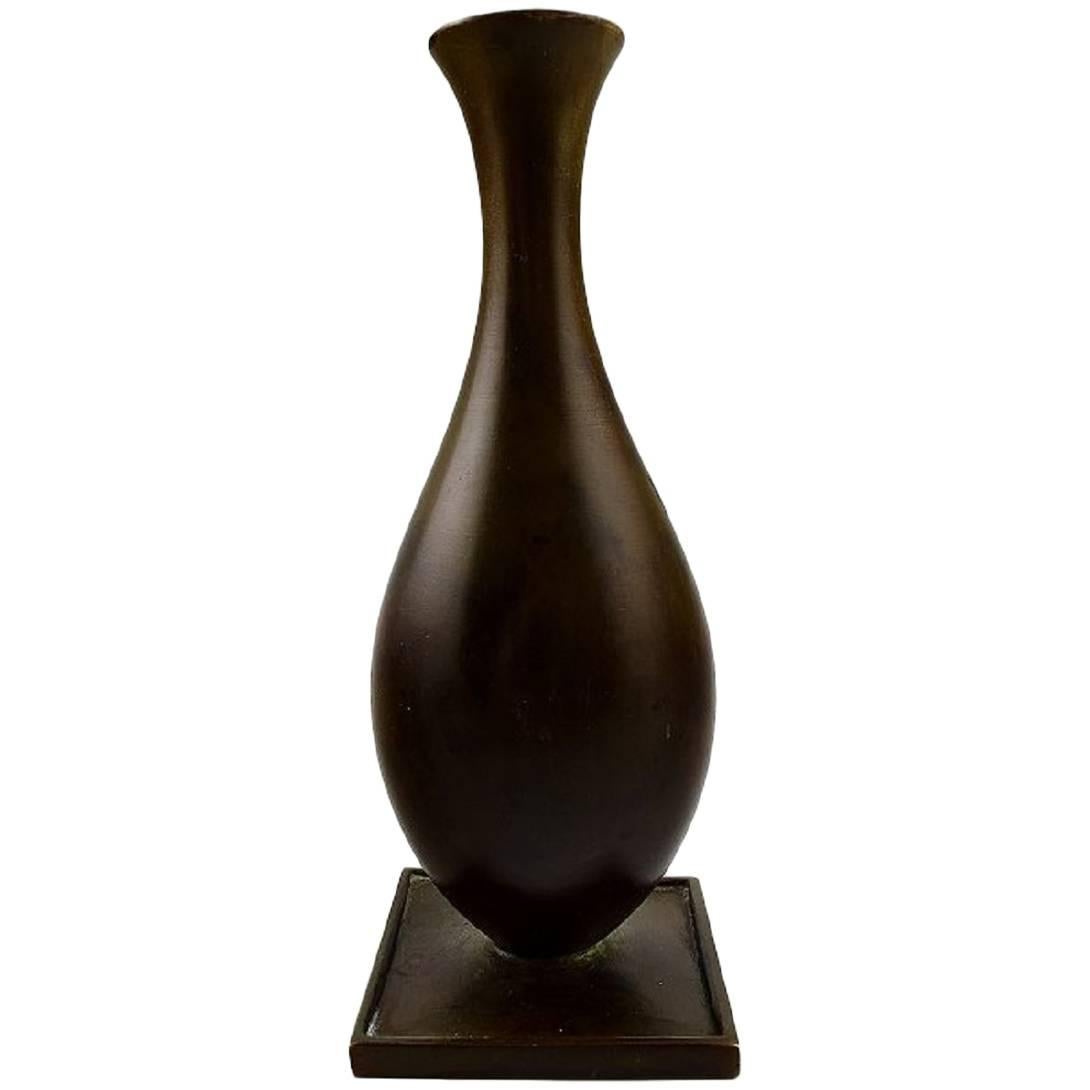 GAB (Guldsmedsaktiebolaget) Swedish Art Deco Vase, Bronze, 1930-1940s
