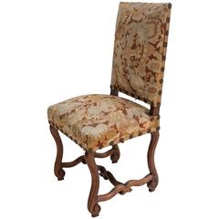 19th Century French Mutton Leg Desk Chair of Hand-Carved Walnut