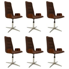 Sculptural Bent Walnut Plywood Dining Chairs Set of Six   Mid Century Modern