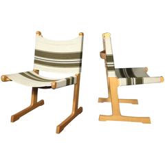Ditte & Adrian Heath Cantilevered Canvas Chairs, Denmark, 1960s