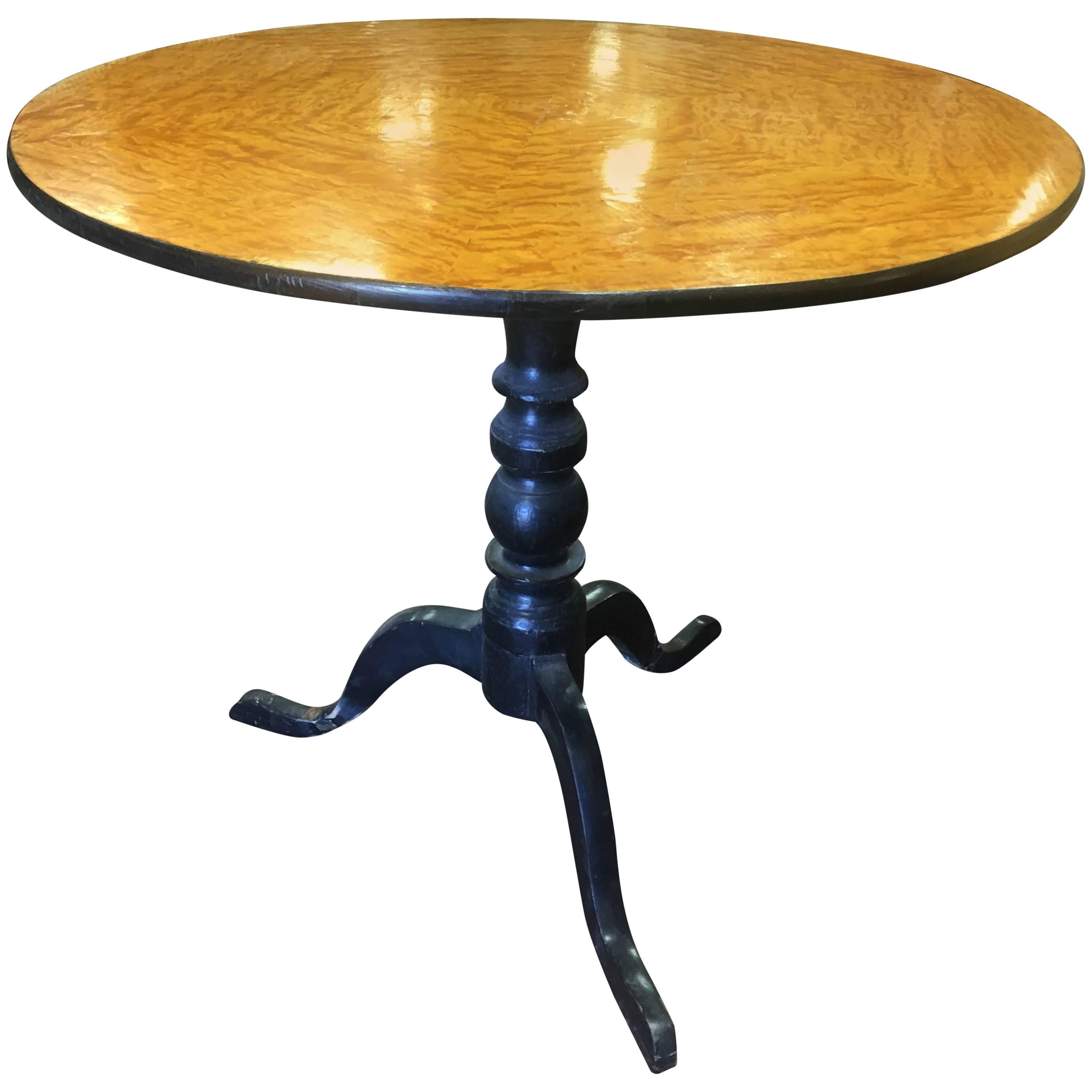 Pedestal Table Empire Round Burl Maple  For Sale