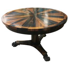 19th Century Empire Parquetry Tripod Table With Claw Feet
