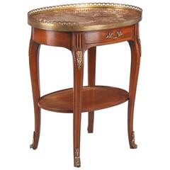 Louis XV/Louis XVI Style Oval Marble-Top Side Table, 1920s