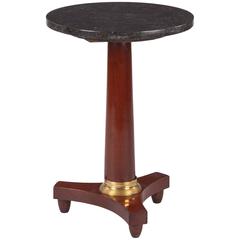 French Empire Style Marble-Top Mahogany Side Table, 1920s
