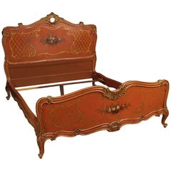 Vintage 20th Century Venetian Lacquered and Gilded Bed