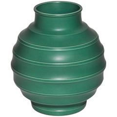 Large Wedgwood Keith Murray Green English Art Deco Pot Vase