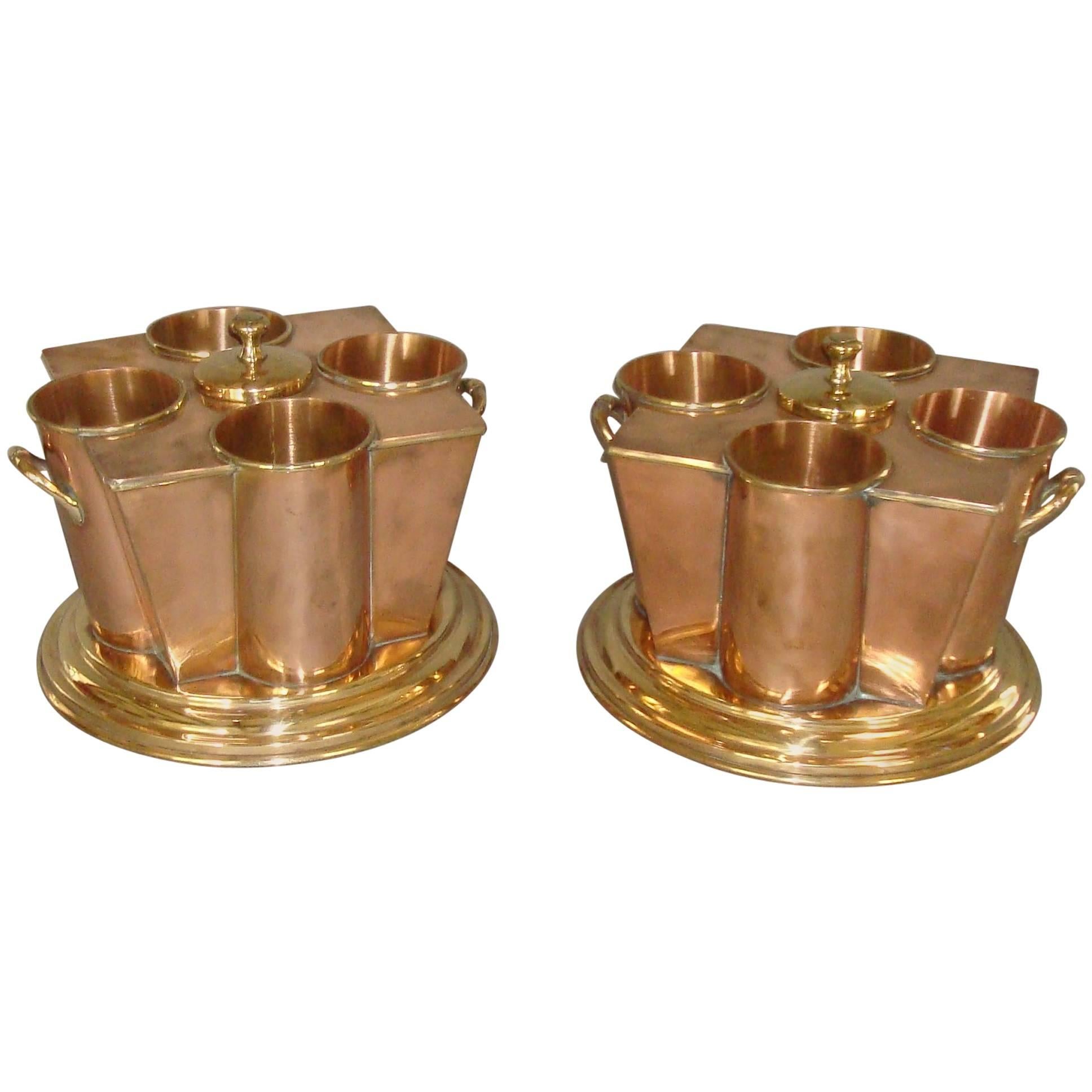 Early 20th Century Pair of Copper and Brass Champagne Coolers For Sale