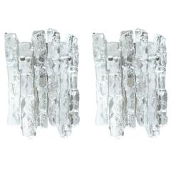 Pair of Kalmar Ice Glass Sconces 10