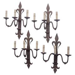 Set of Four Early 20th Century French Iron Sconces 1