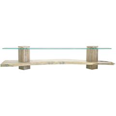 Sentient Maple and Glass Foothills Console in Driftwood Finish