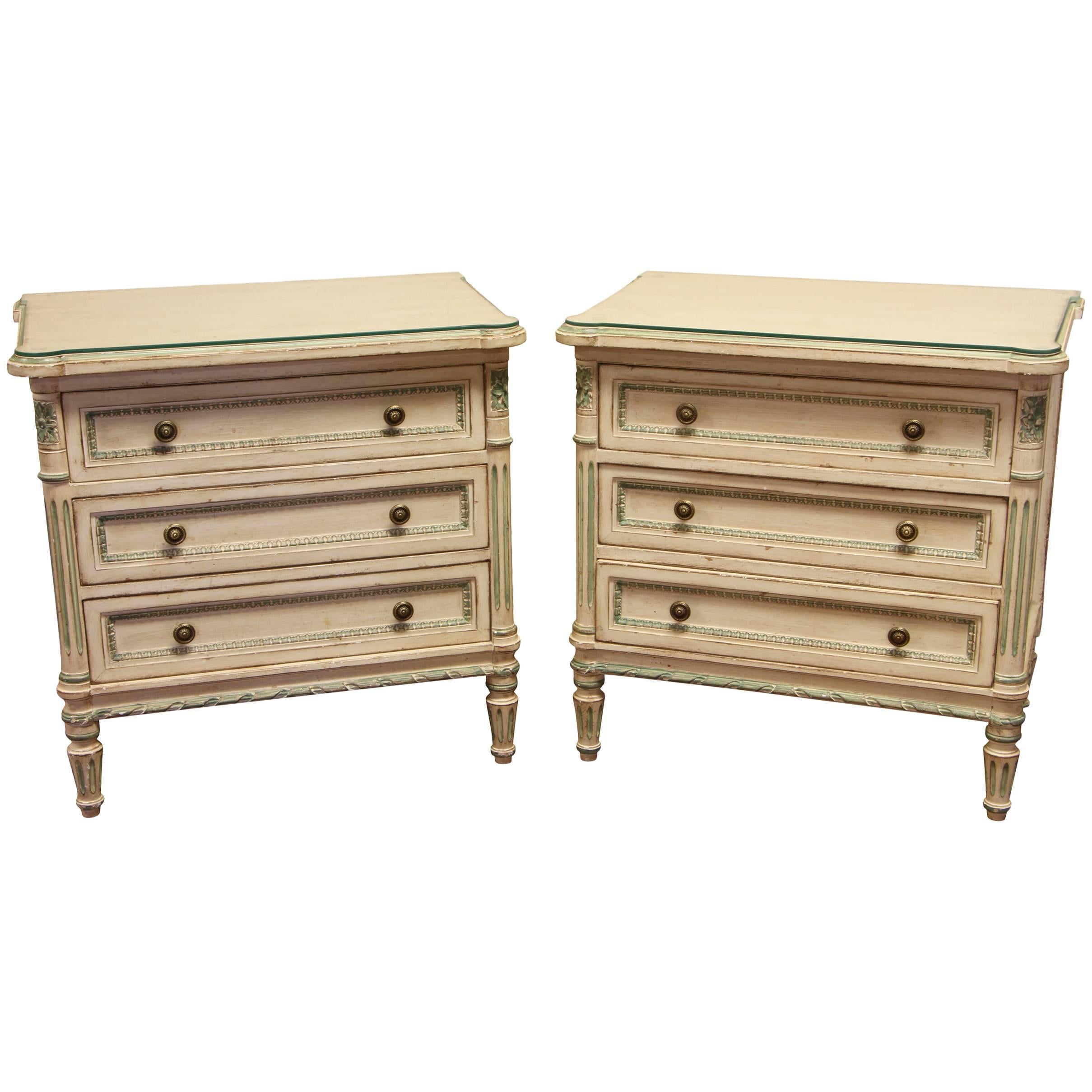 Pair of Quality Faux Paint Decorated Drawer Stands