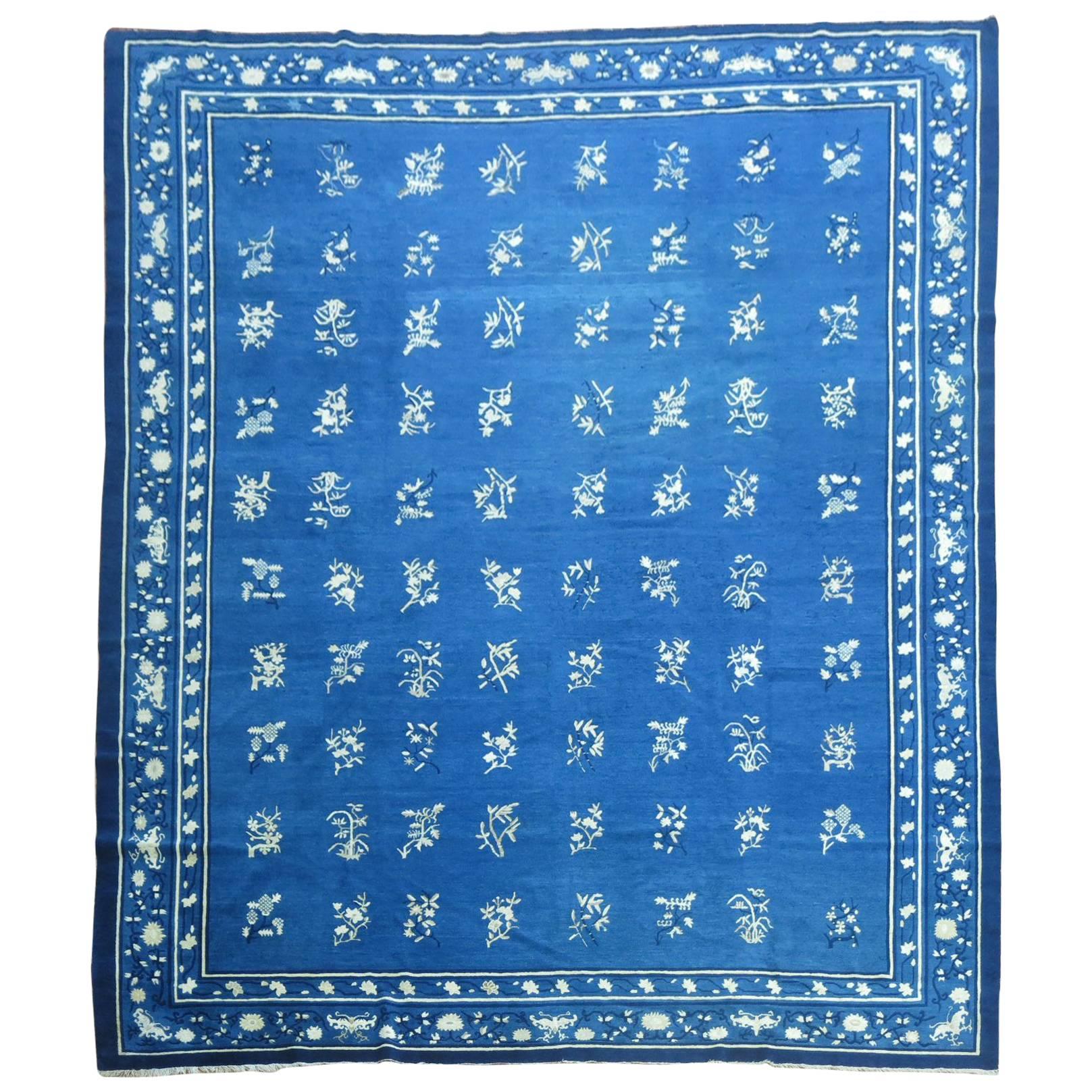 Blue Antique Chinese Peking Room Size Carpet