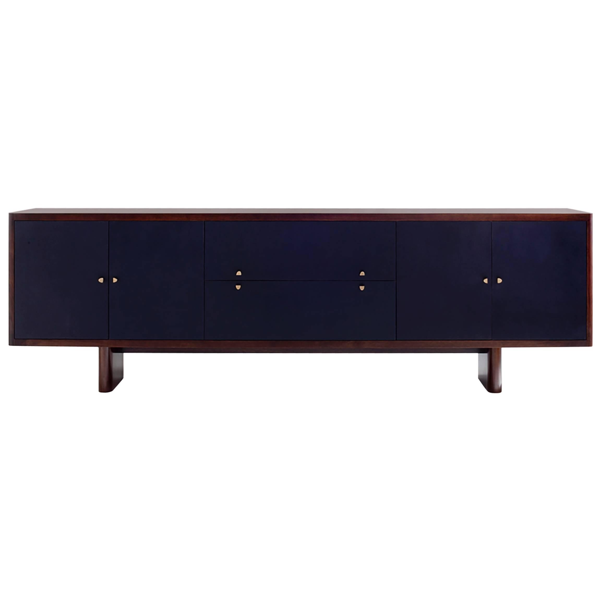 96" Turner Sideboard, Solid Wood and Leather For Sale