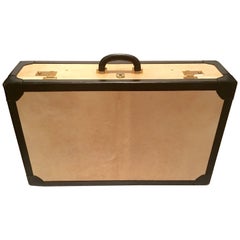 Retro Italian Vellum and Leather Suitcase Made for Barney's New York