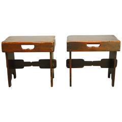 Pair of Small French Country Bench Seats