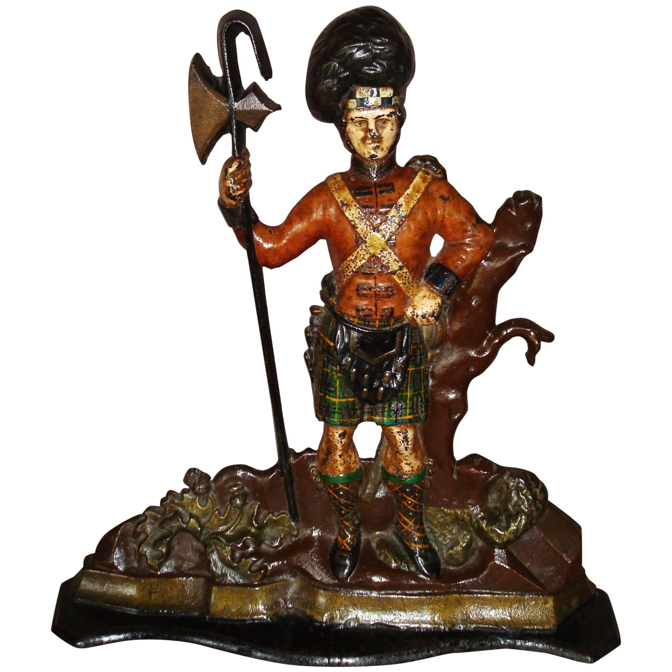 19th Century Scottish Cast Iron Highland Guard Door Stop or Porter
