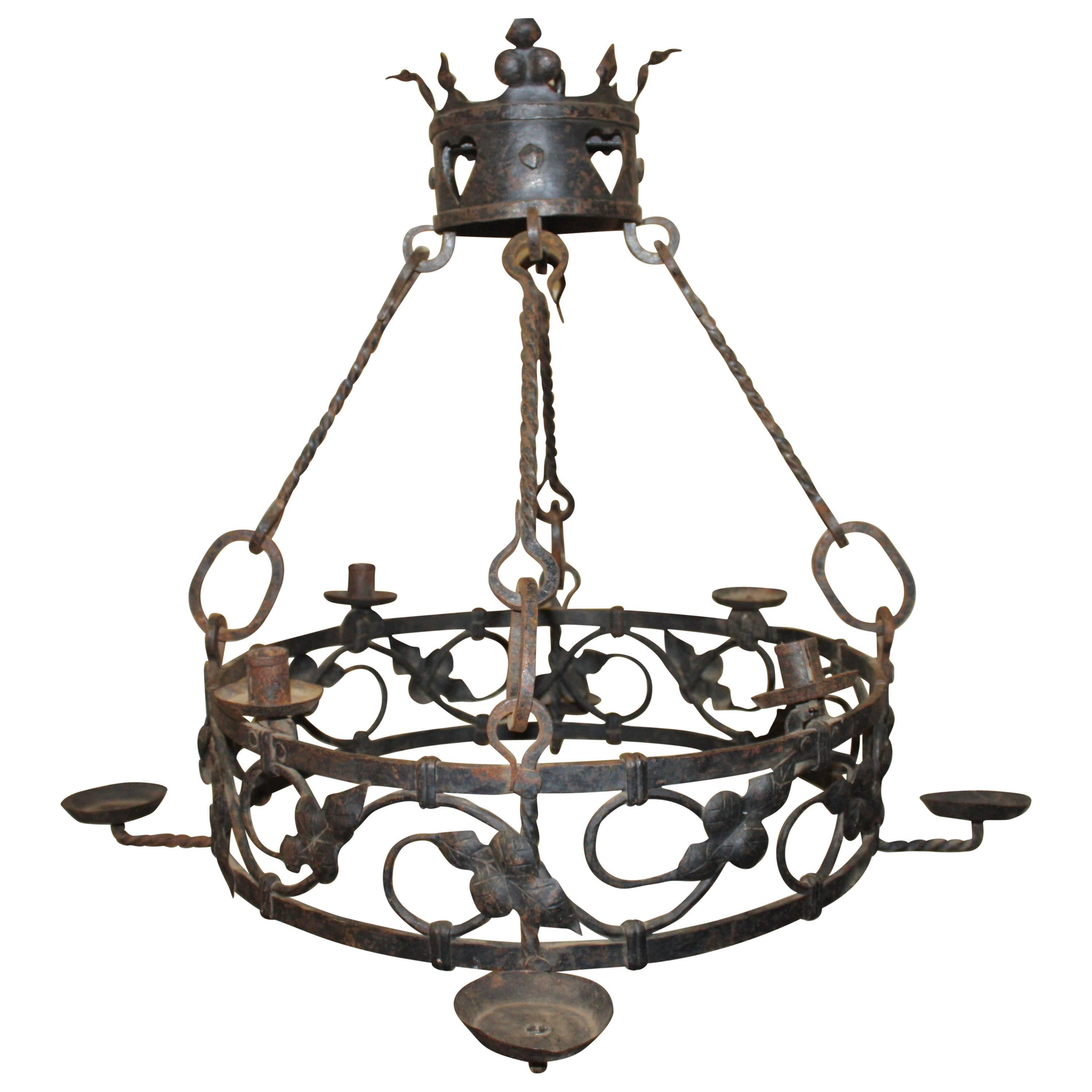 French 19th Century Iron Chandelier For Sale