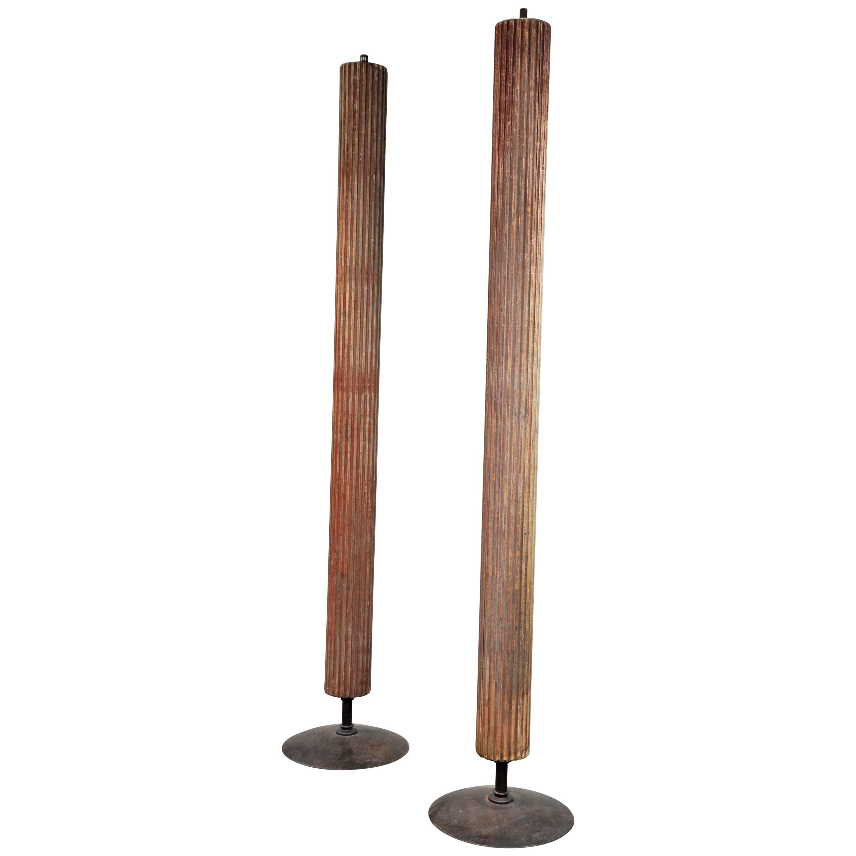 Architectural Columns Mounted on Iron Base For Sale