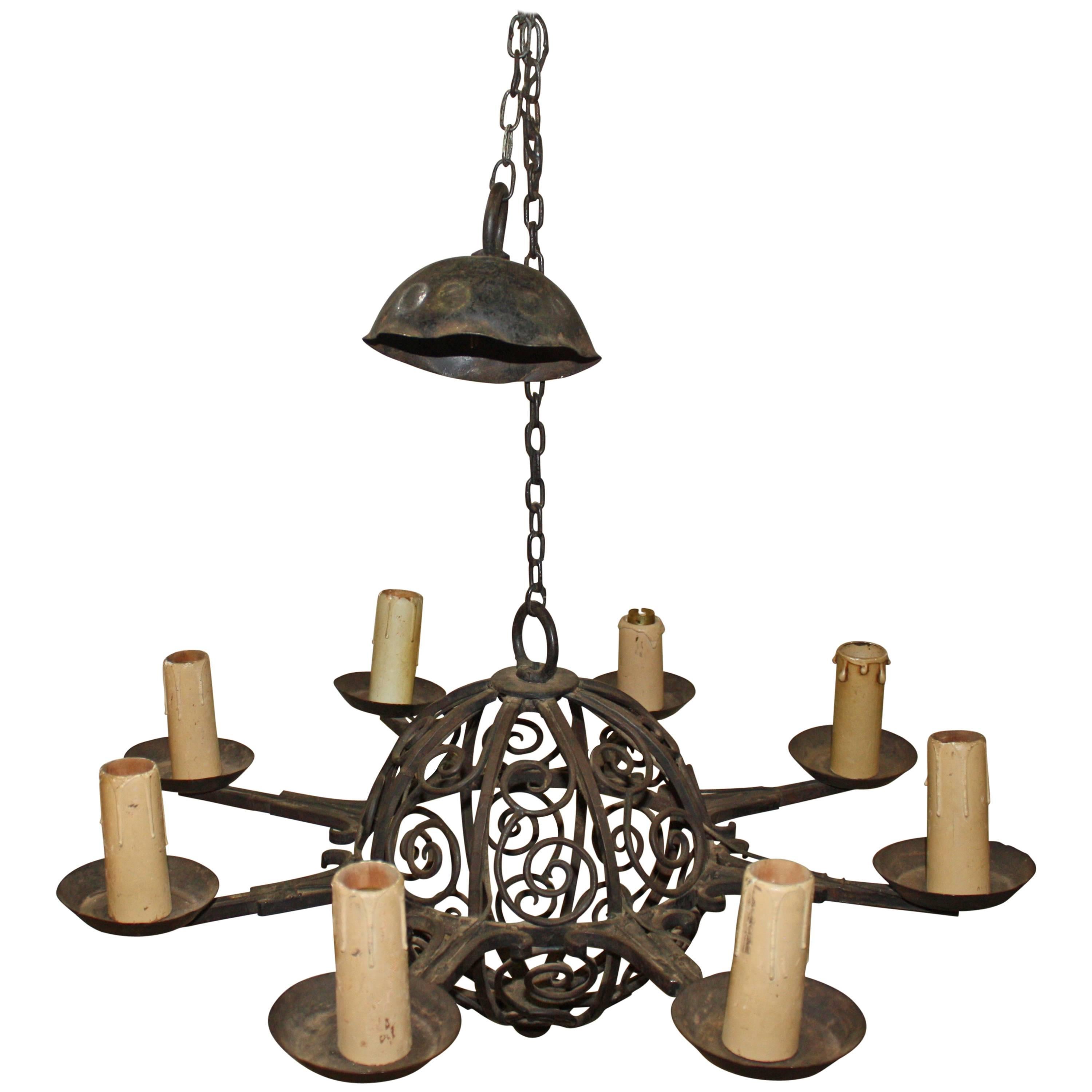 French 19th Century Iron Chandelier