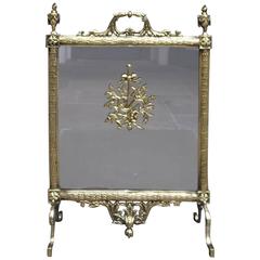 French Brass Lyre & Floral Acanthus Free Standing Fire Screen, Circa 1830 9