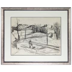 Henri Leopold Masson Untitled Landscape Charcoal on Paper 11