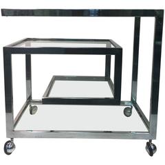 Exceptional Chrome Tea Cart with Geometric Design, style of Milo Baughman