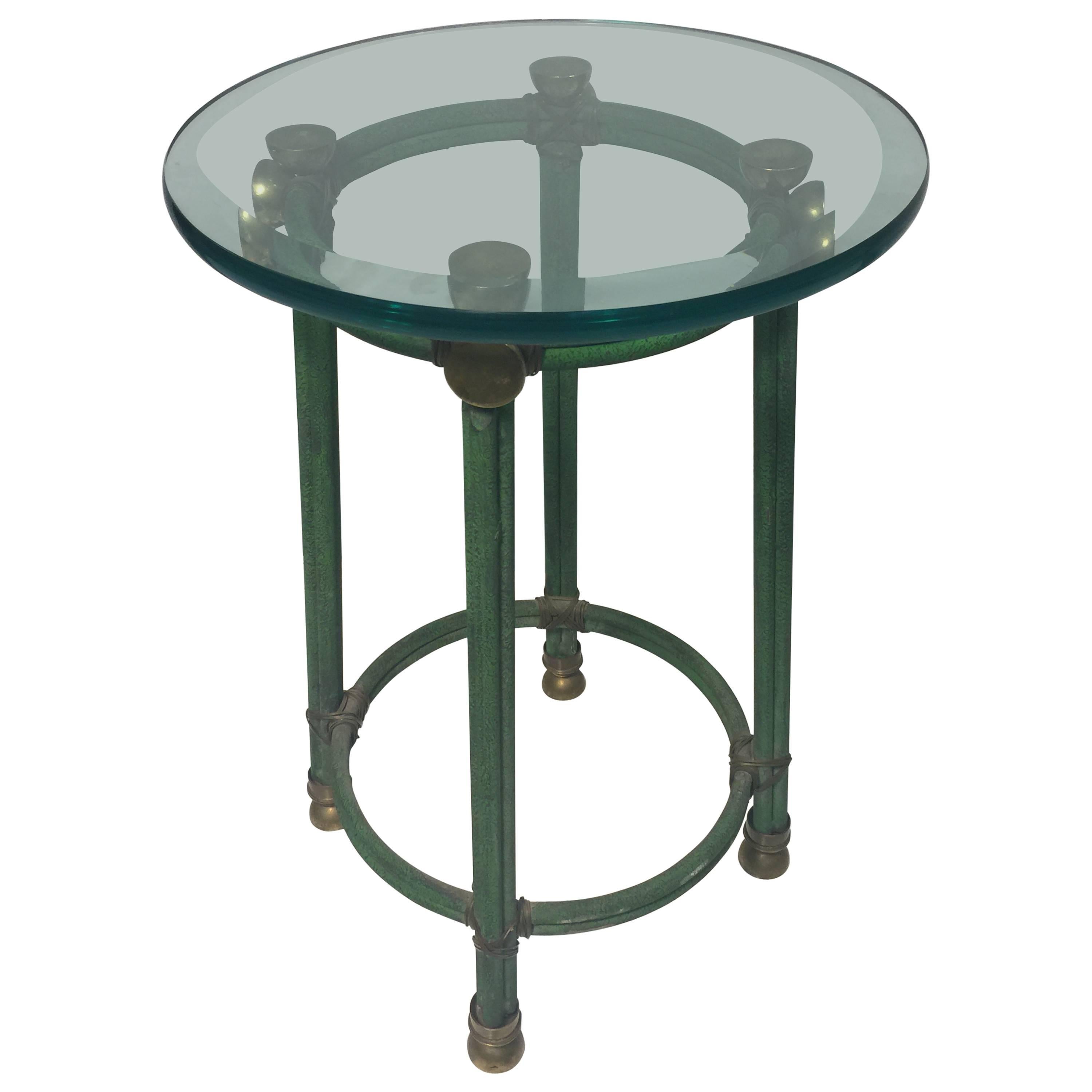 Great Gucci Style Side or Accent Table in Brass and Iron, circa 1970 For Sale