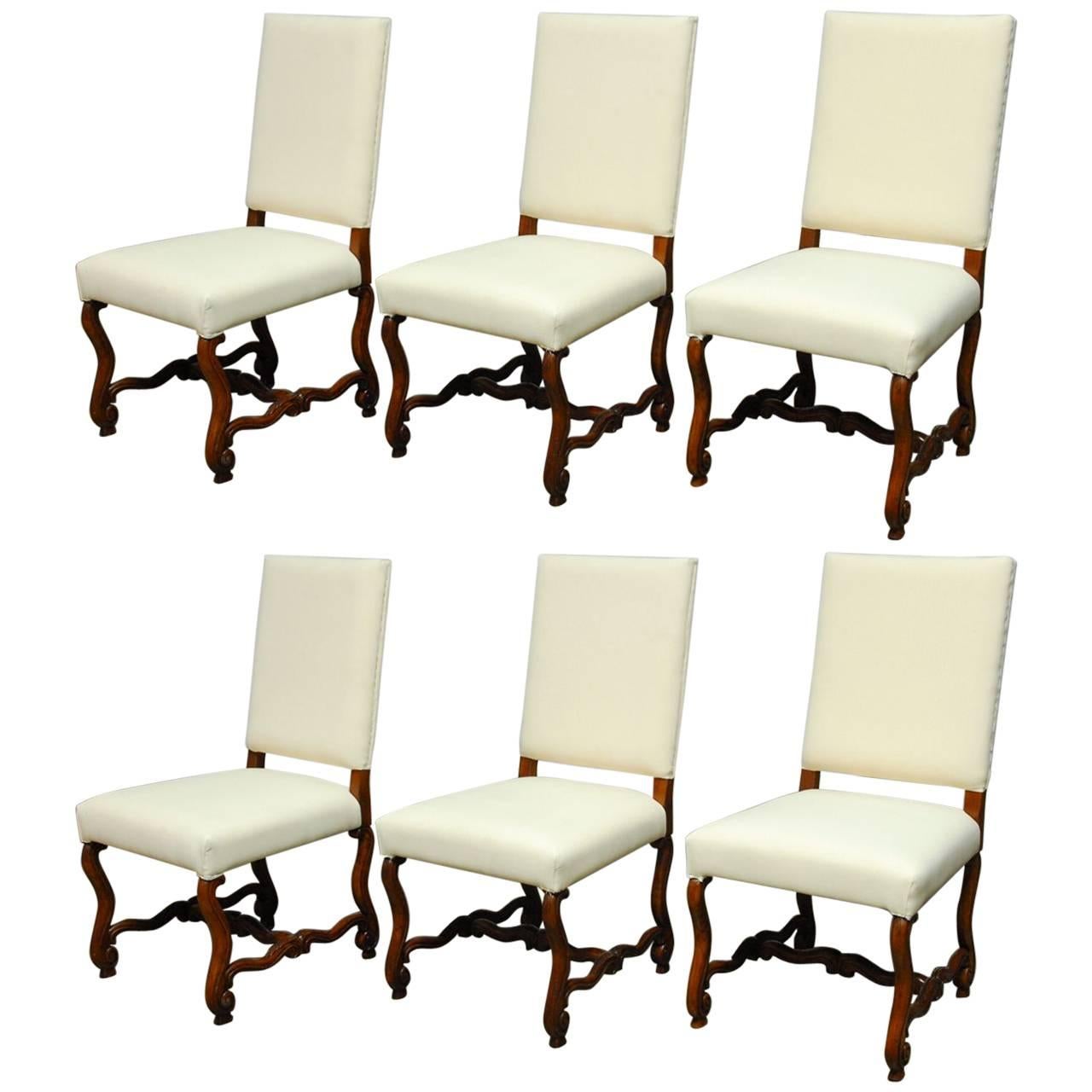 Set of Six French Os de Mouton Style Dining Chairs