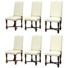 Vintage Set of Six Louis XIV French Style Carved Dining Chairs