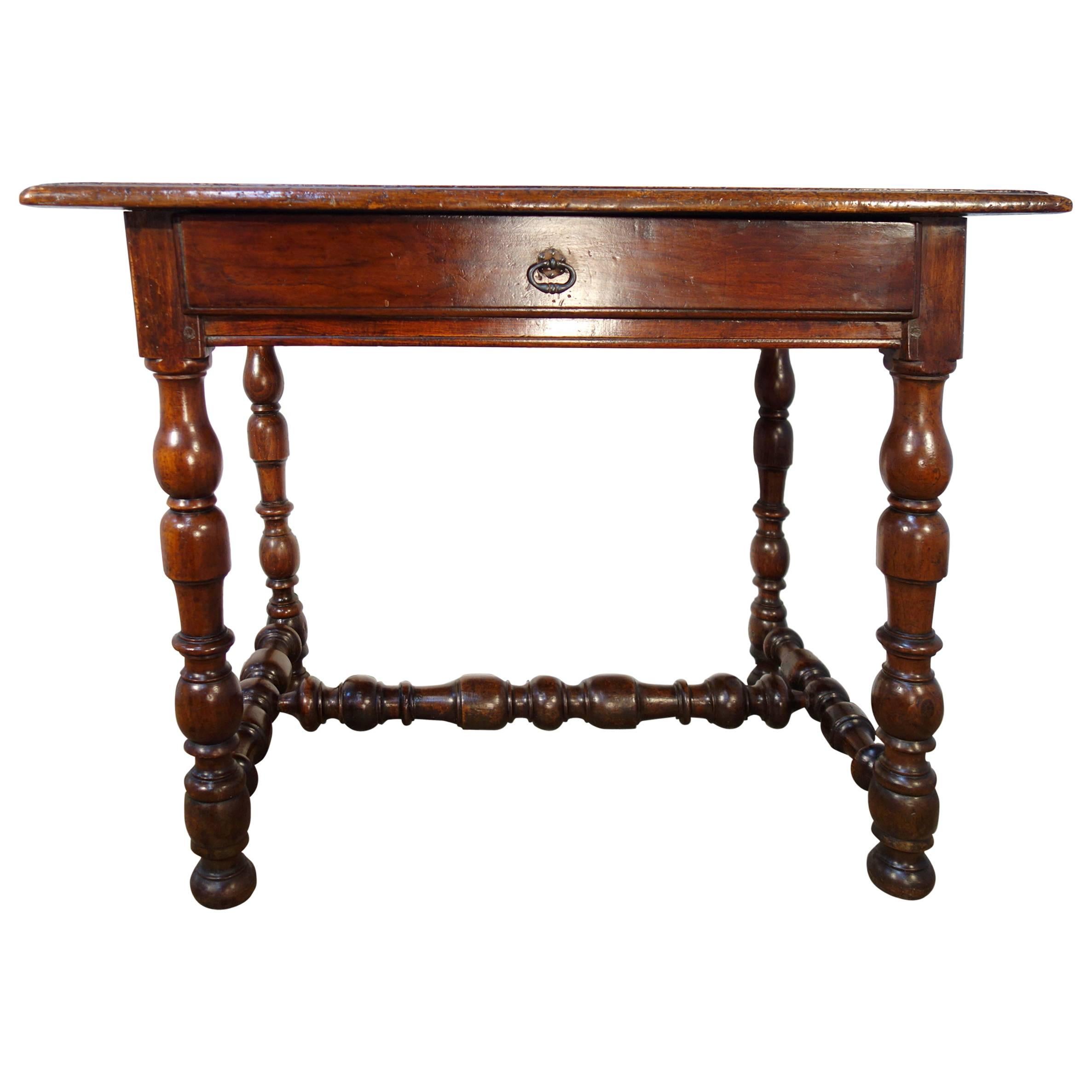 19th Century Antique Italian Tuscan Side Table with Drawer 