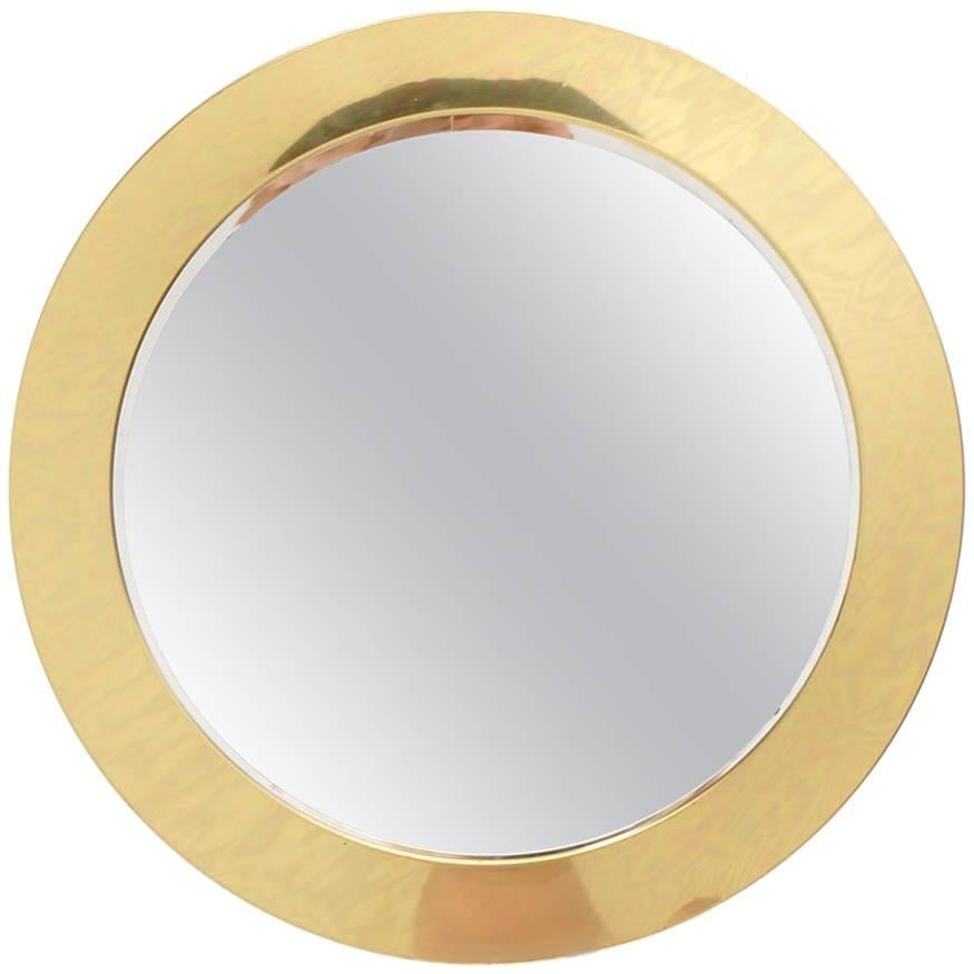 Curtis Jere Porthole Mirror, Brass with Original Mirror, Signed