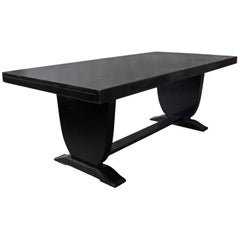 A Fine French Art Deco Black Lacquered Dining Table