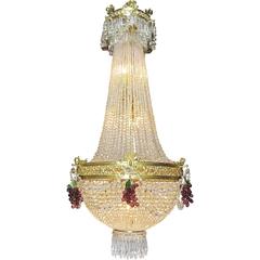 French 19th-20th Century Louis XVI Style Beaded Glass and Gilt-Metal Chandelier 7