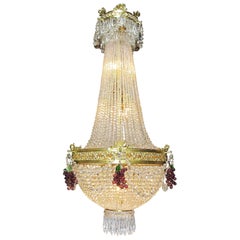 French 19th-20th Century Louis XVI Style Beaded Glass and Gilt-Metal Chandelier