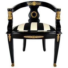 19th Century French Ebonized Empire Office Chair