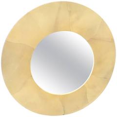 Karl Springer Style Round Goatskin Mirror 12
