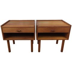 Rare Pair of Model RY430 Teak Nightstands by Hans Wegner for Ry Møbler