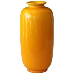 Antique Awaji Pottery Sunny Yellow Tea Cannister Ginger Jar Vase