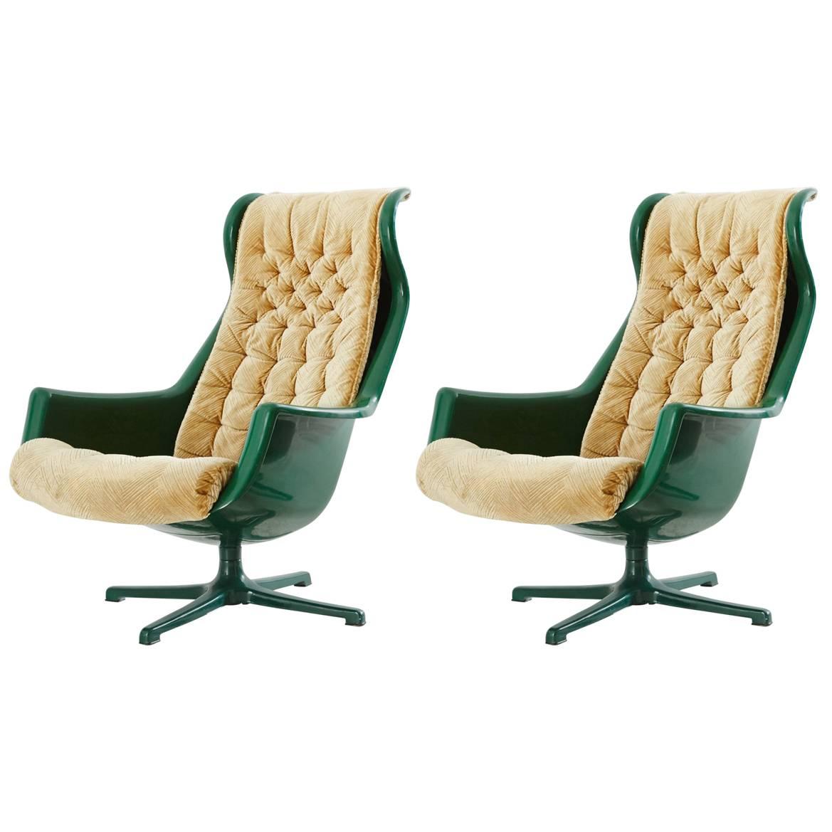 Rare Green and Gold Yngvar Sandström and Alf Svennson Galaxy Chairs
