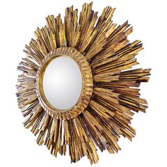 Antique Italian Sunburst Giltwood Mirror