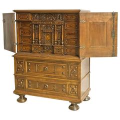 18th Century Baroque Revival German Bargueno, Cabinet on Stand