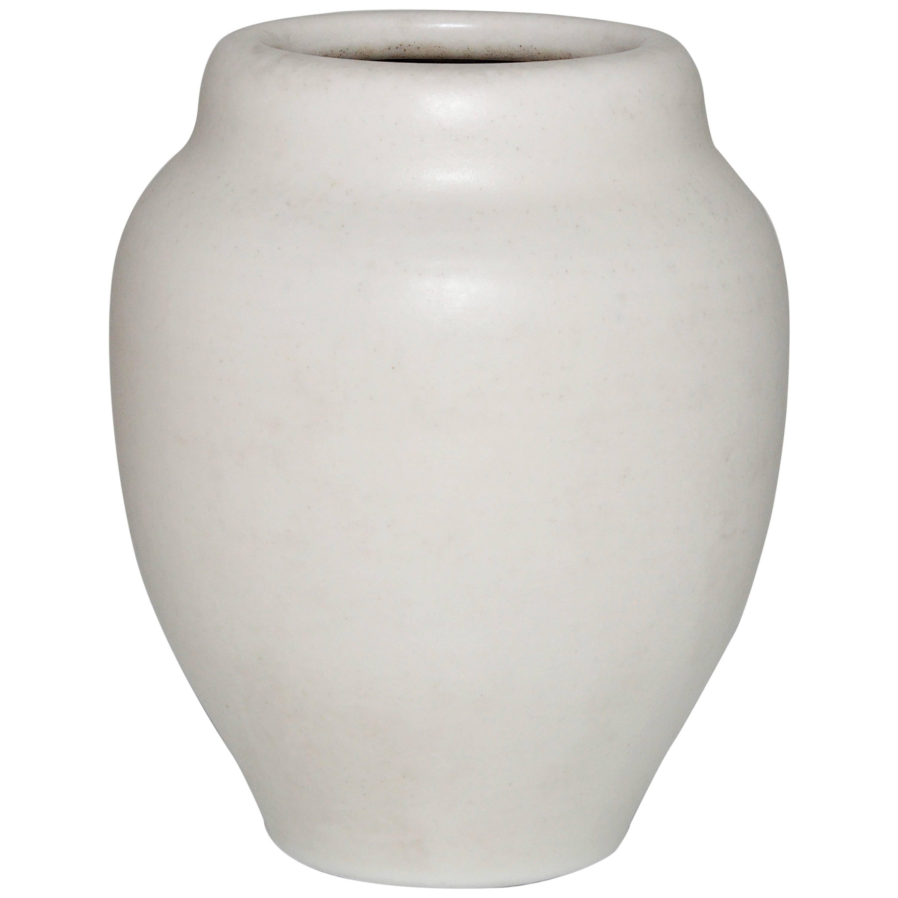 Rare Art Deco Pilkingtons Royal Lancastrian White Ceramic Pot Vase For Sale