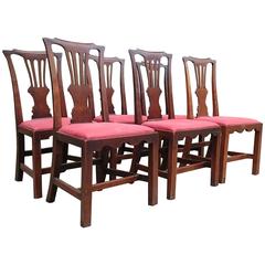 Set of Six George III Fruitwood Dining Chairs 12