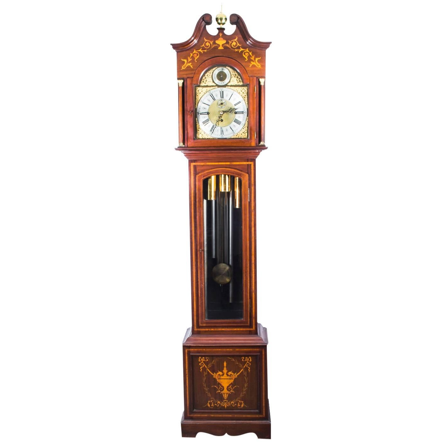 Antique Late Victorian English 5 Tube Musical Longcase Clock 19th Century