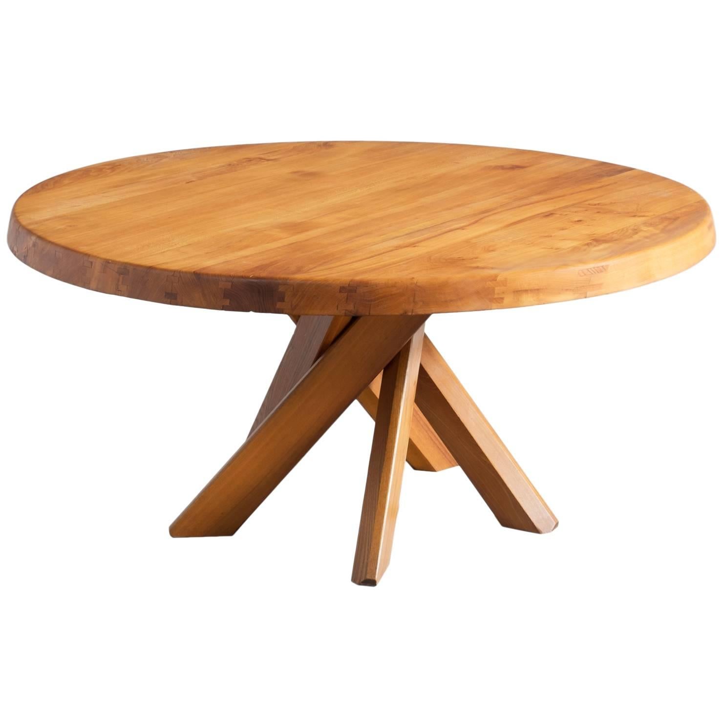 Pierre Chapo Round Dining Table in Solid Elm